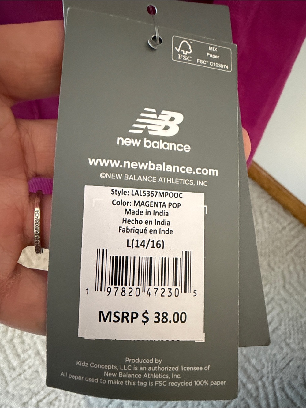 New Balance Girls' Bright Fuchsia Floral Logo Hoodie - Picture 3 of 4